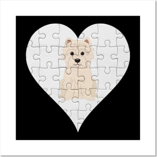 West Highland White Terrier Heart Jigsaw Pieces Design - Gift for West Highland White Terrier Lovers Posters and Art